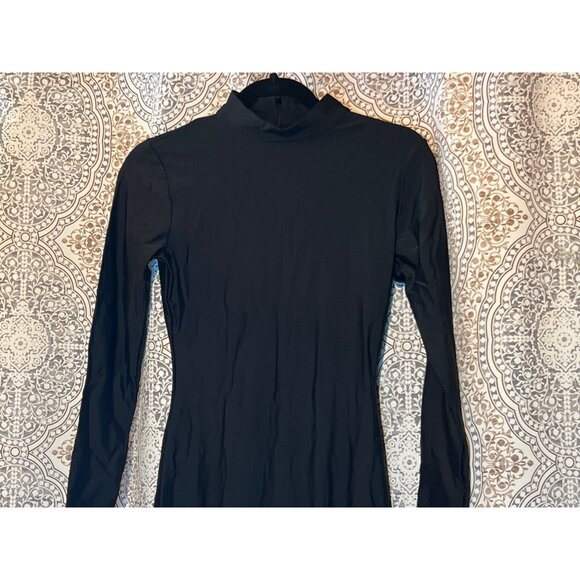 Black Long Sleeve Full Body Jumpsuit With Back Zipper Closure - Picture 3 of 8